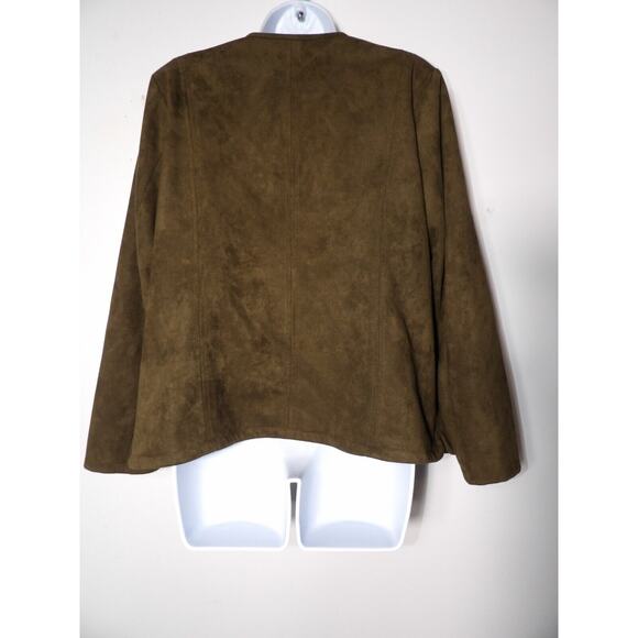Linea Louis Dell Olio Womens 18W Faux Suede Cardigan Brown Old Money Lined Quiet - Picture 13 of 13